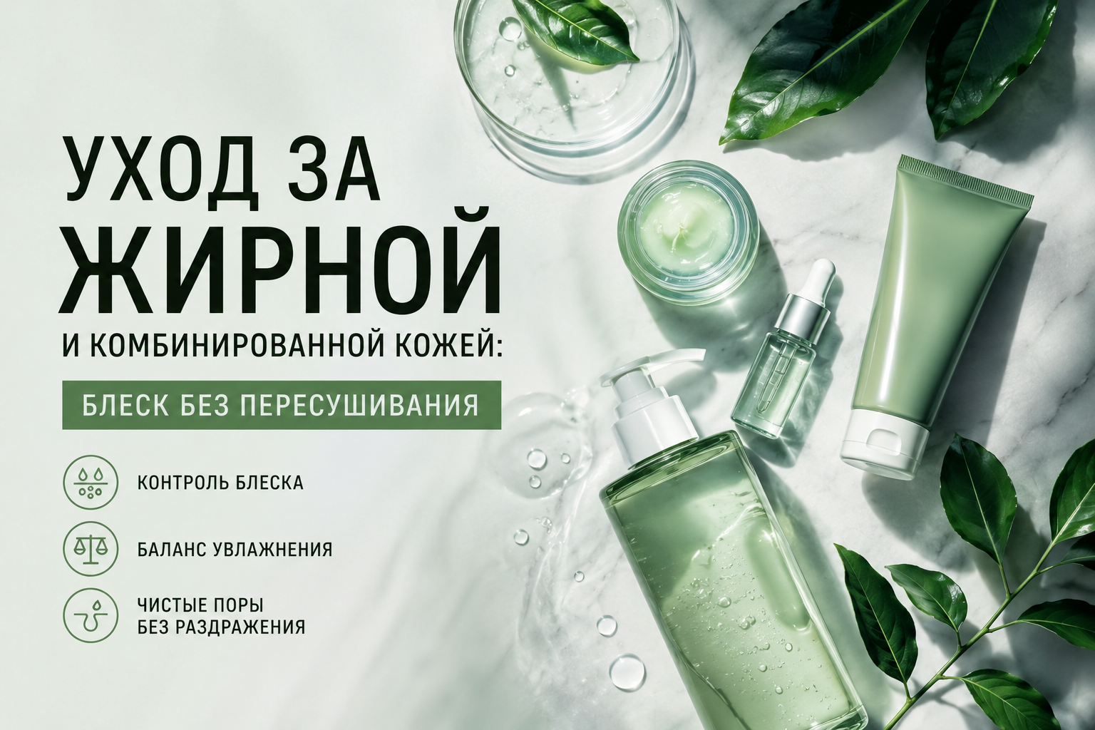 Жирная и комбинированная кожа: уход без пересушивания